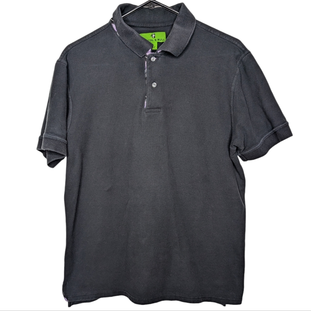 Bristol & Bull Men's Collared Black Casual  Short Sleeve Polo Shirt Size Large